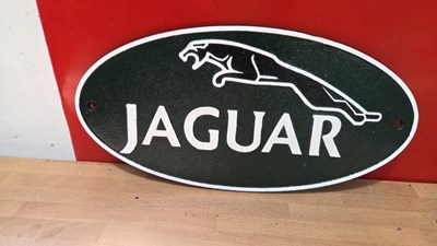 Lot 835 - JAGUAR CAST METAL SIGN 14" X 7"