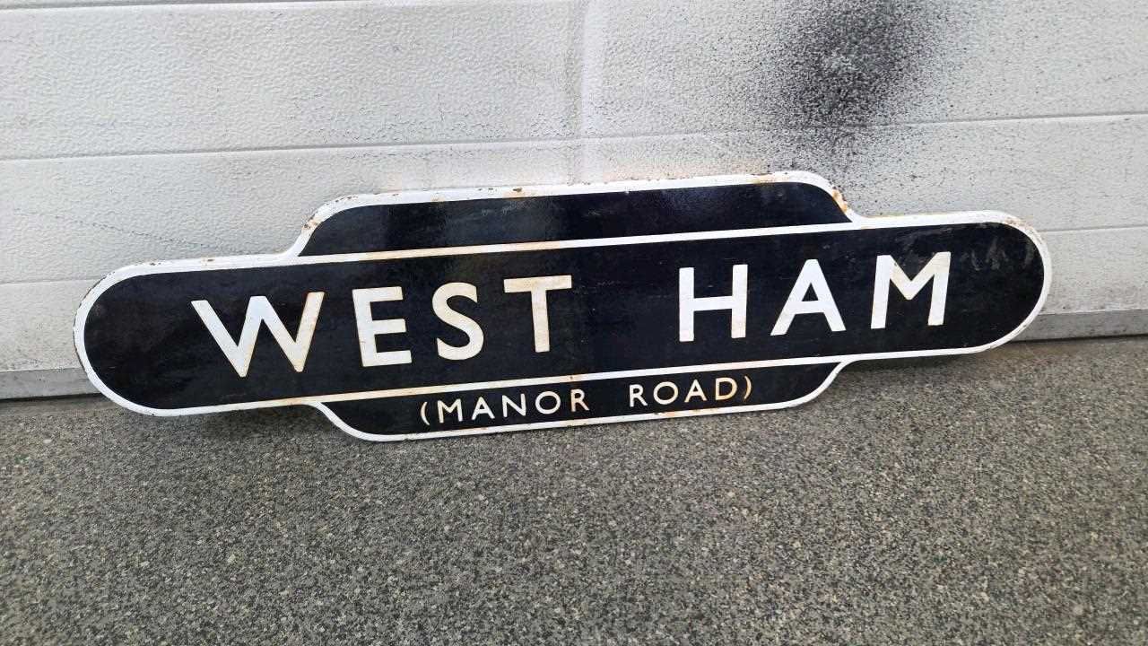 Lot 55 - WEST HAM RAILWAY SIGN 36" X 10"