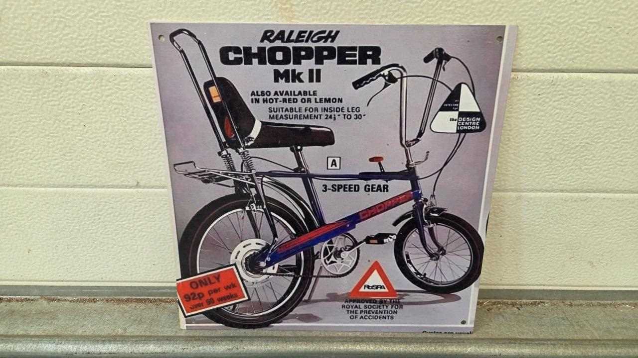 Lot 127 - RALEIGH CHOPPER REPRODUCTION SIGN 12" X 12"