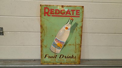 Lot 421 - REDGATE FRUIT DRINKS ENAMEL SIGN 19" X 13"