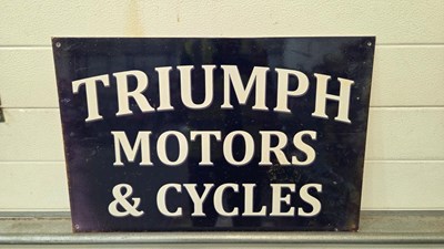 Lot 613 - TRIUMPH MOTORS & CYCLES SIGN 24" X 16"