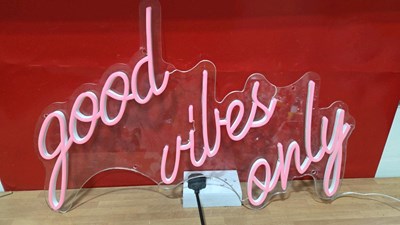 Lot 479 - GOOD VIBES ONLY NEON SIGN 29" X 20"