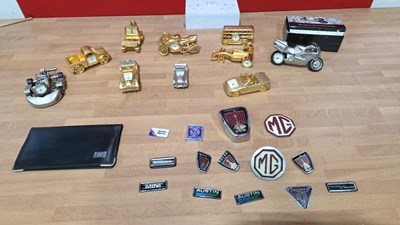 Lot 445 - SELECTION OF MINIATURE CLOCKS & CAR BADGES
