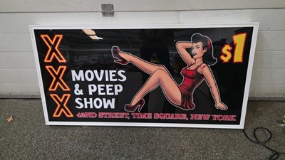 Lot 19 - LARGE PEEP SHOW LIGHT UP SIGN 47" x 24"