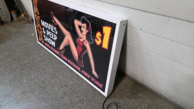 Lot 19 - LARGE PEEP SHOW LIGHT UP SIGN 47" x 24"