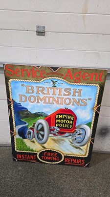 Lot 621 - BRITISH DOMINIONS HAND PAINTED ON CANVAS SIGN 40" X 32"