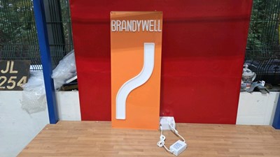 Lot 399 - BRANDYWELL ISLE OF MAN TT/MGP SECTION MARKER NEON LIGHT UP SIGN 28" X 12"