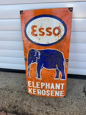 Lot 425 - ESSO ELEPHANT KEROSENE ENAMEL SIGN 24" X 12"