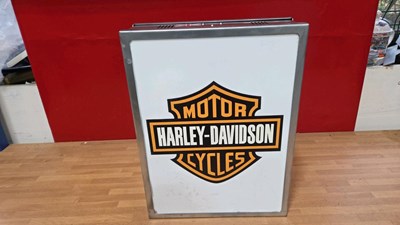 Lot 35 - HARLEY DAVIDSON DOUBLE SIDED LIGHT UP SIGN 16" X 12"