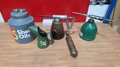 Lot 897 - SHELL UPPER CYLINDER DISPENSER , CASTROL OIL JUG