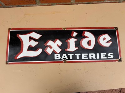 Lot 507 - EXIDE BATTERIES ENAMEL REPRODUCTION SIGN 29.5" X 9.5"