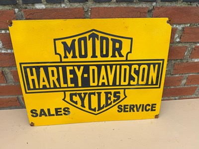 Lot 219 - HARLEY-DAVIDSON MOTOR CYCLES ENAMEL SIGN 24" X 18"