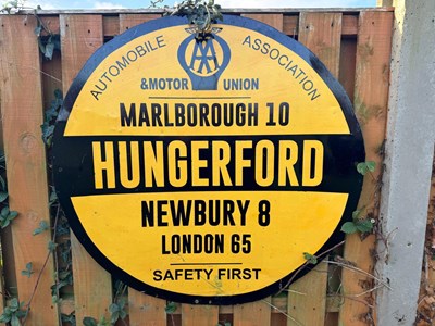 Lot 643 - AA HUNGERFORD PAINTED METAL SIGN 29" DIA