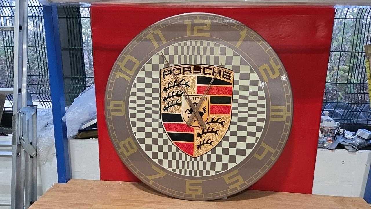Lot 87 - HANDMADE 32" PORSCHE PASHA CLOCK-ALLPROCEEDS TO CHARITY