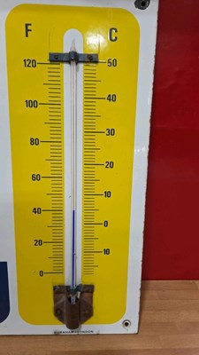 Lot 301 - DUCKHAMS MOTOR OIL ENAMEL THERMOMETER 26" X 20"