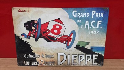 Lot 887 - GRAND PRIX DIEPPE METAL SIGN 23" X 15"