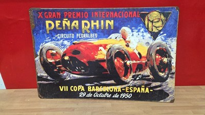 Lot 851 - PENA RHIN INTERNATIONAL RACING METAL SIGN 23" X 15"