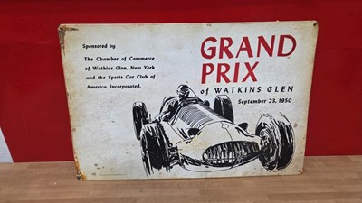 Lot 831 - GRAND PRIX OF WATKINS GLEN METAL SIGN 23" X 15"