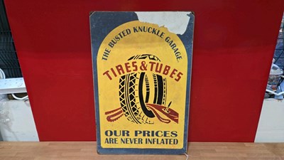 Lot 815 - TIRES & TUBES TIN SIGN 24" X 16"