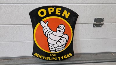 Lot 817 - MICHELIN OPEN REPRODUCTION ENAMEL SIGN 15" X 12"