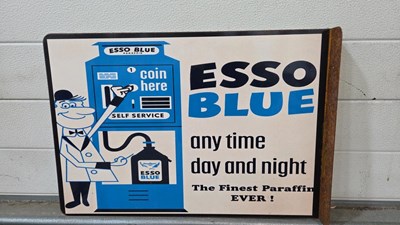 Lot 683 - ESSO BLUE ANY TIME , DOUBLE SIDED REPRODUCTION SIGN 20" X 16"