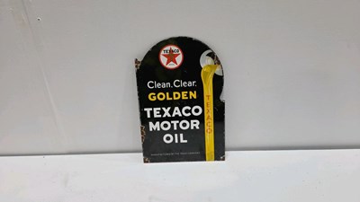 Lot 611 - GOLDEN TEXACO MOTOR OIL ,REPRODUCTION ENAMEL SIGN 12" X 8"