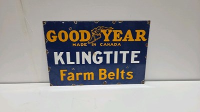 Lot 305 - GOODYEAR KINGTITE FARM BELTS, REPRODUCTION ENAMEL SIGN 24" X 16"