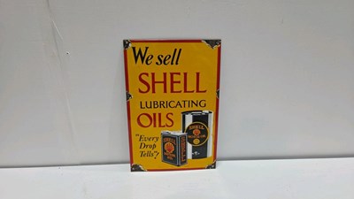 Lot 641 - SHELL LUBRICATING OILS, REPRODUCTION ENAMEL SIGN 15" X 10"