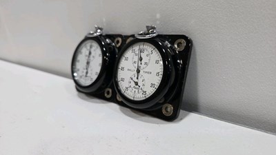 Lot 47 - TWIN MINERVA RALLY TIMER ON A METAL MOUNTING PLATE 5" X 2.5"