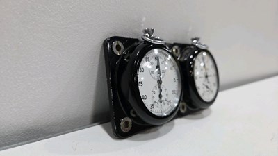 Lot 47 - TWIN MINERVA RALLY TIMER ON A METAL MOUNTING PLATE 5" X 2.5"