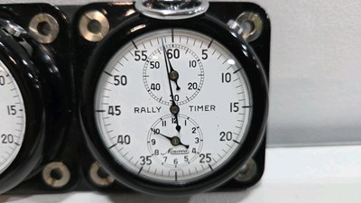 Lot 47 - TWIN MINERVA RALLY TIMER ON A METAL MOUNTING PLATE 5" X 2.5"