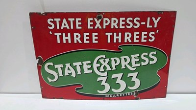 Lot 623 - STATE EXPRESS 333 REPRO ENAMEL SIGN 30" X 20"