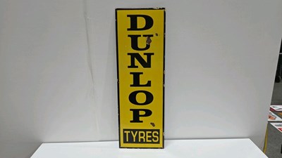 Lot 390 - DUNLOP TYRES REPRODUCTION ENAMEL SIGN 36" X 12"