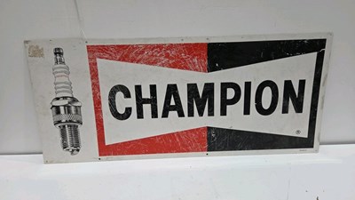 Lot 195 - CHAMPION SPARK PLUGS TIN SIGN 47" X 8"