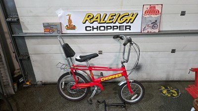 Lot 397 - MK3 RALEIGH CHOPPER , WALL BRACKET SIGN & BANNER - ALL PROCEEDS TO CHARITY