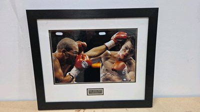 Lot 191 - FRAMED RICKEY " HITMAN" HATTON SIGNED AUTHENTIC PHOTO 25" X 21"