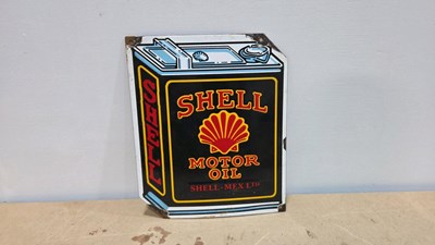 Lot 345 - SHELL MOTOR OIL REPRO ENAMEL SIGN 12" X 10"