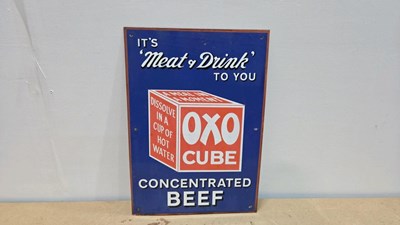 Lot 373 - OXO CUBE REPRO ENAMEL SIGN 20" X 14"