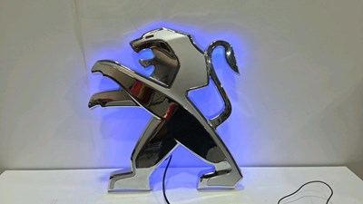 Lot 673 - PEUGEOT LIGHT UP DEALER SIGN 24" X 23"