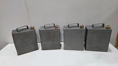 Lot 437 - 4 X 2 GALLON PETROL CANS , SHELL , BP & PRATT'S LIVERY