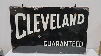 Lot 663 - CLEVELAND GUARANTEED, DOUBLE SIDED ENAMEL SIGN 48" X 30"