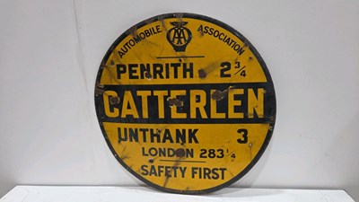 Lot 185 - AUTOMOBILE ASSOCIATION CATTERLEN ENAMEL VILLAGE ROAD SIGN BY FRANCO SIGN 30" DIA