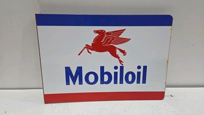 Lot 413 - STEEL REPRODUCTION , DOUBLE SIDED MOBIL OIL SIGN 23" X 16"