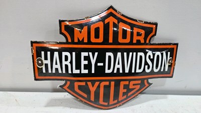 Lot 351 - HARLEY DAVIDSON MOTOR CYCLES , REPRO ENAMEL SIGN 14" X 10"
