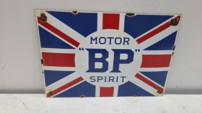 Lot 387 - BP MOTOR SPIRIT REPRO ENAMEL SIGN 12" X 8"