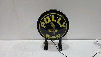 Lot 615 - POLY GAS , DOUBLE SIDED ROTATING LIGHT UP SIGN 12" DIA