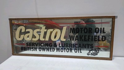 Lot 427 - CASTROL WAKEFIELD MOTOR OIL MIRROR 49" X 19"