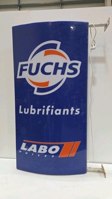 Lot 603 - FUCHS LUBRICANTS LIGHT UP, DOUBLE SIDED SIGN 52" x 33"