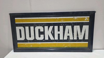 Lot 87 - DUCKHAMS ALUMINIUM SIGN WITH WOODEN FRAME 48" X 24"