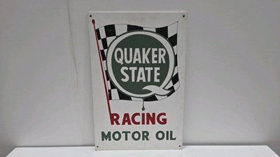 Lot 197 - QUAKER STATE RACING OIL WOODEN SIGN 30" X 20"